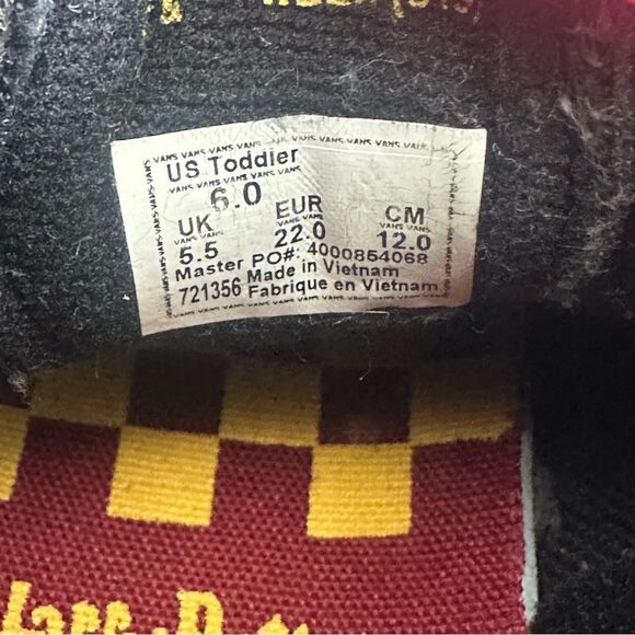 Vans SK8-Hi Zip Harry Potter Gryffindor Skate Shoes Toddler Sz 6 Sneakers - Picture 8 of 11